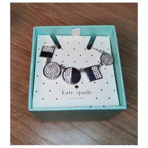 Kate Spade pave silver tone chain elegant geometric necklace giftable NEW